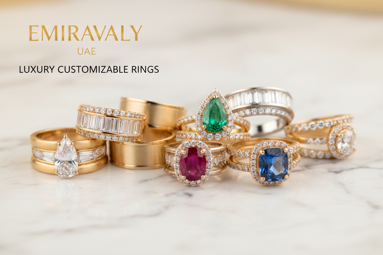 Handcrafted custom gold ring with personalized name engraving for UAE customers.