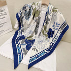 110cm Floral Twill Silk Scarf for Women – Elegant Korean Style Imitation Silk Shawl | Emiravaly UAE