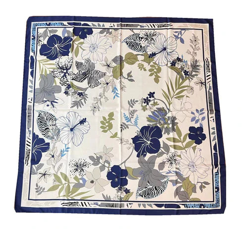 110cm Floral Twill Silk Scarf for Women – Elegant Korean Style Imitation Silk Shawl | Emiravaly UAE