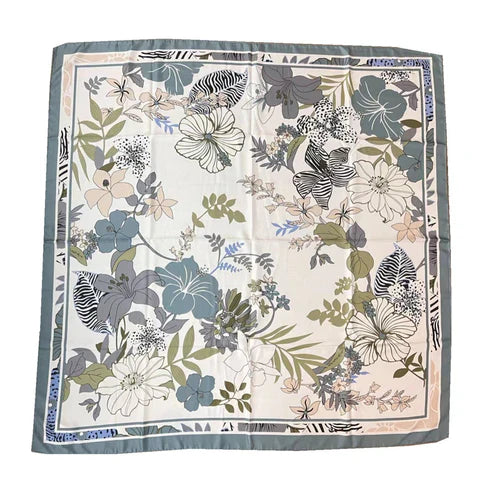 110cm Floral Twill Silk Scarf for Women – Elegant Korean Style Imitation Silk Shawl | Emiravaly UAE