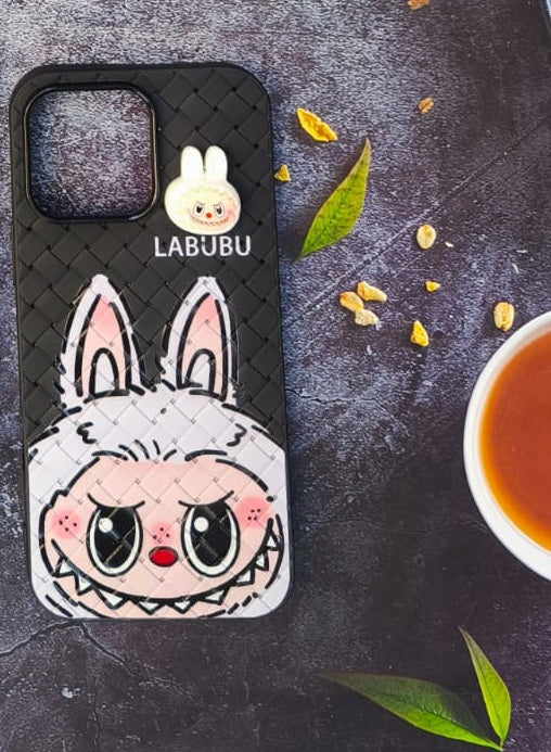 Labubu 3D Bunny Woven-Texture iPhone Case – Cute Protective Cover | Emiravaly UAE