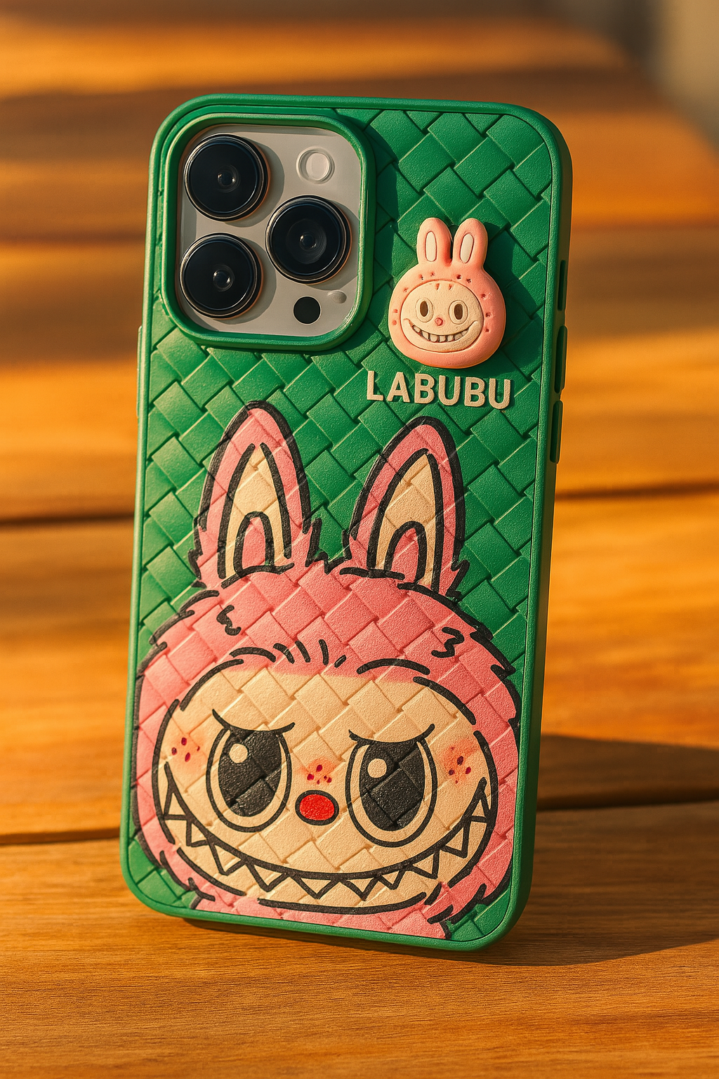Labubu 3D Bunny Woven-Texture iPhone Case – Cute Protective Cover | Emiravaly UAE