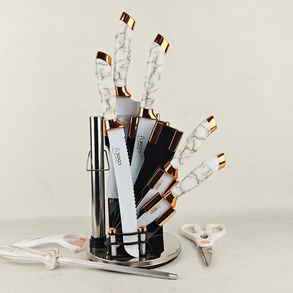 Professional Rose Gold Knife Set 6Pcs – Stylish Chef Knives with Holder | Emiravaly UAE