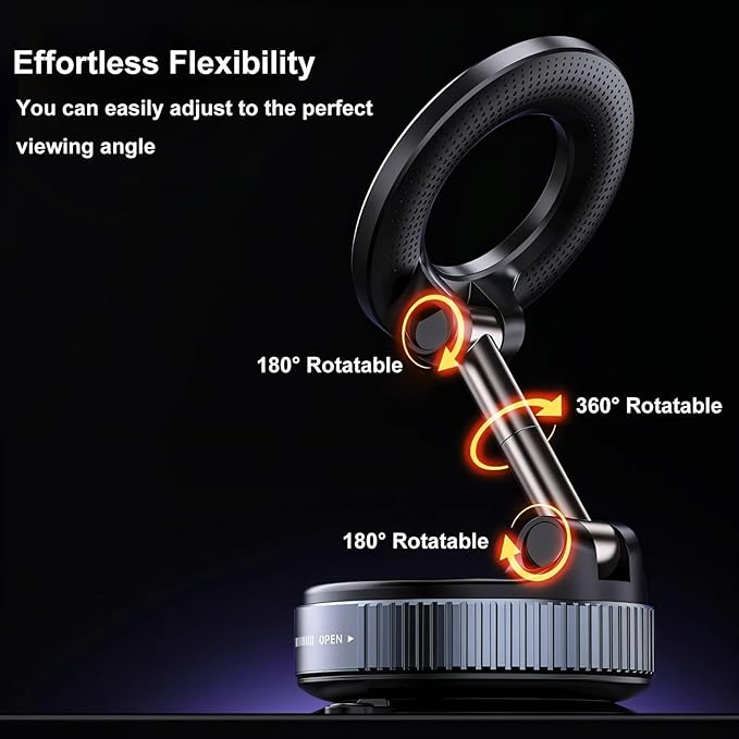 360-degree rotatable camera lens with text highlighting its flexibility on a dark background
