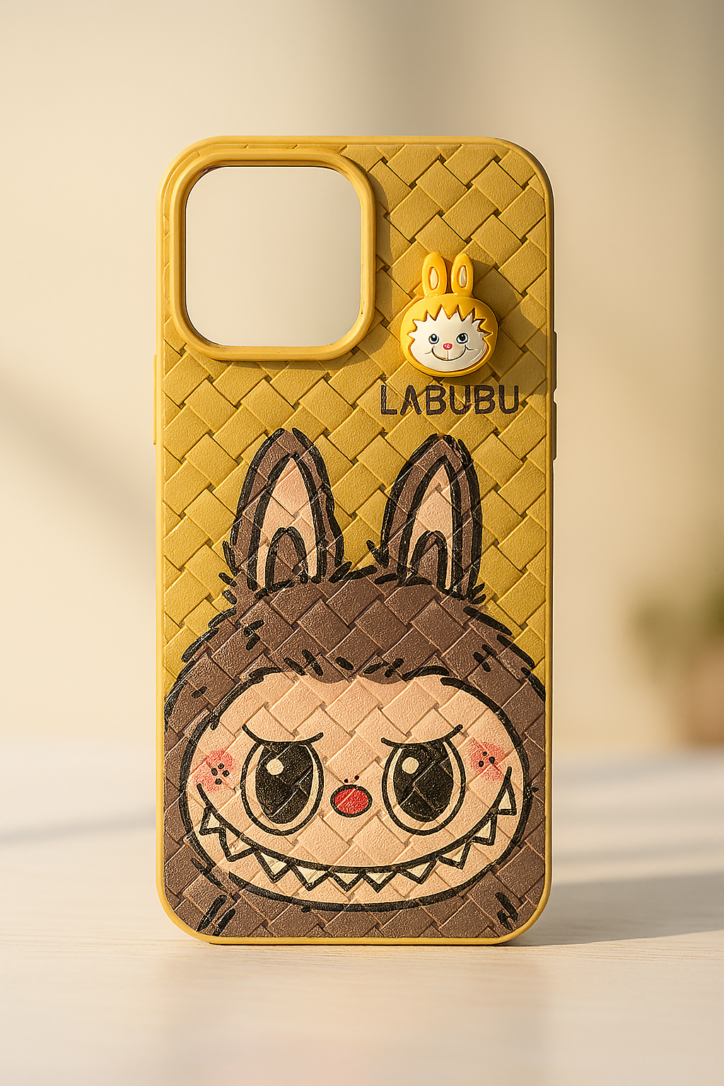 Labubu 3D Bunny Woven-Texture iPhone Case – Cute Protective Cover | Emiravaly UAE