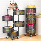 360° Rotating Fruit & Vegetable Basket with Wheels – Stylish Kitchen Storage | Emiravaly UAE
