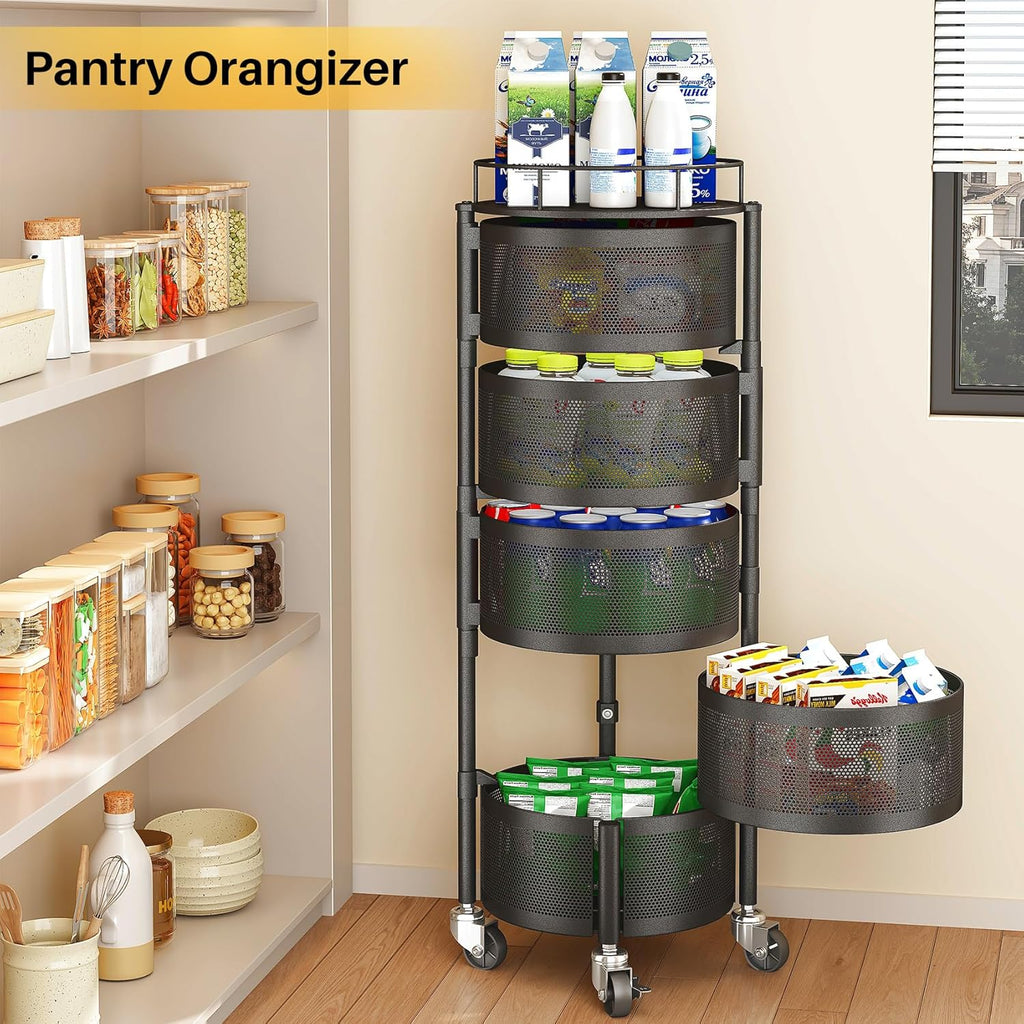 360° Rotating Fruit & Vegetable Basket with Wheels – Stylish Kitchen Storage | Emiravaly UAE