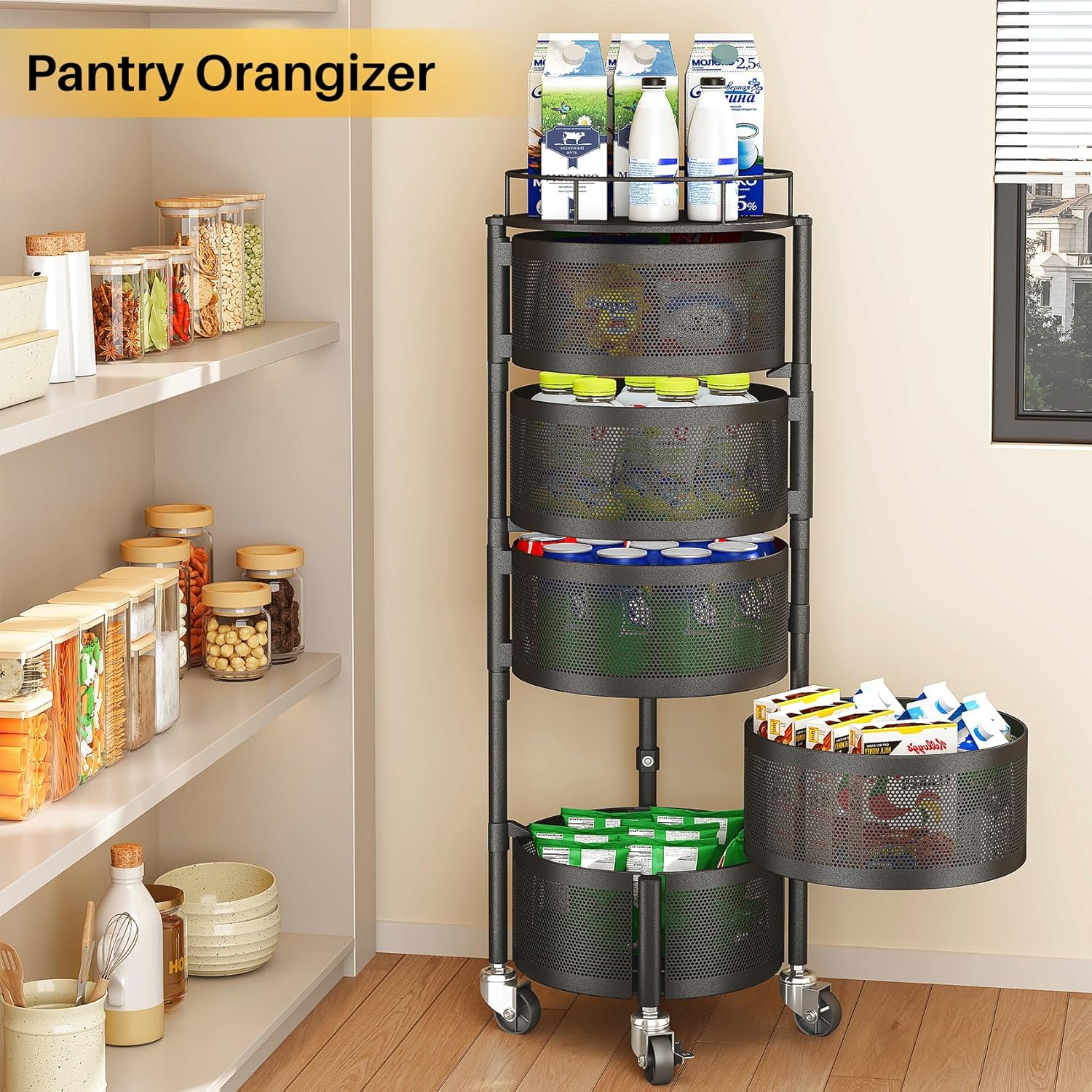 360° Rotating Fruit & Vegetable Basket Bowls with Wheels | Emiravaly