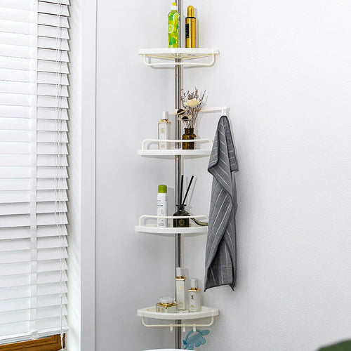 4 Tier Adjustable Shelf Bathroom Organiser Corner Rack