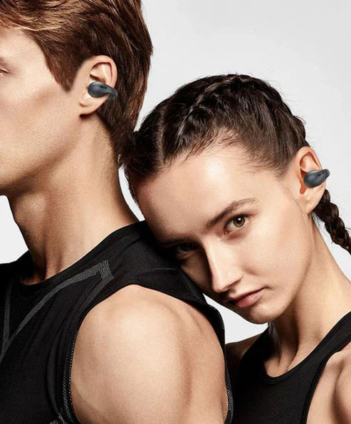 Bone Conduction Headphones worn during outdoor run — waterproof sport headset by Emiravaly
