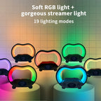 Colorful LED lamps with soft RGB light and 19 lighting modes on a tiled wall background. Emiravaly