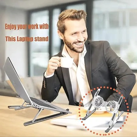 Foldable Dual Fan Laptop Cooling Stand – Silent Cooling for Work & Gaming