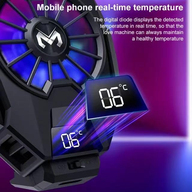 Gaming computer cooler with digital temperature display on a purple background Emiravaly