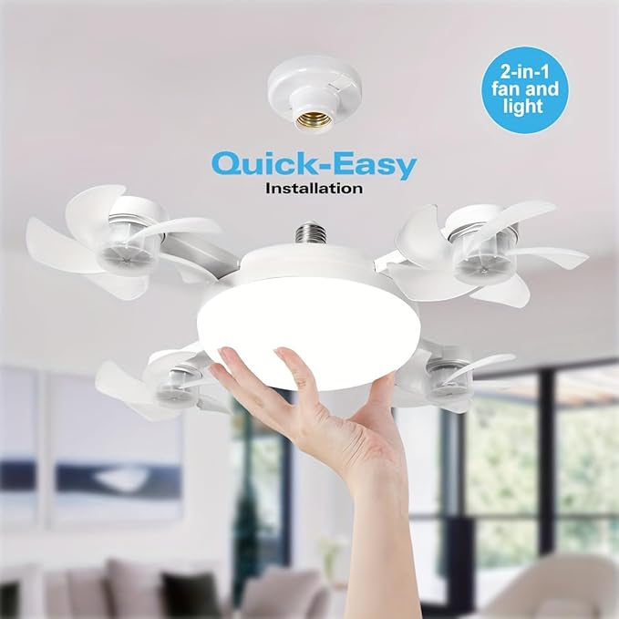 F4 Multifunctional Ceiling Fan Light – LED Lighting with Air Circulation & Remote Control | Emiravaly UAE