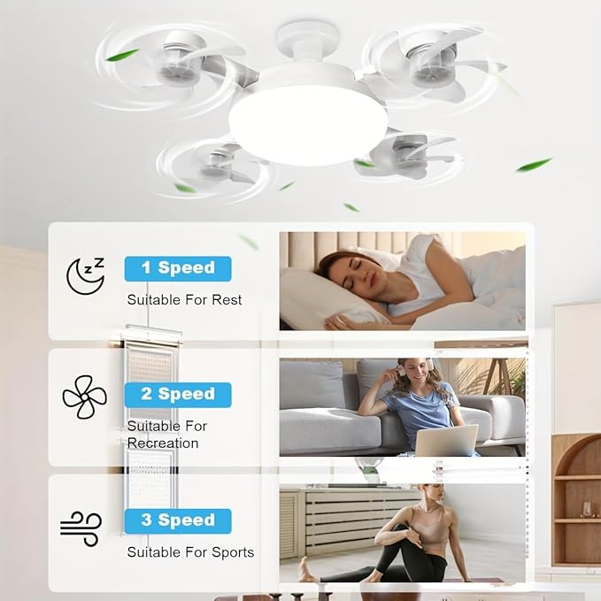 F4 Multifunctional Ceiling Fan Light – LED Lighting with Air Circulation & Remote Control | Emiravaly UAE