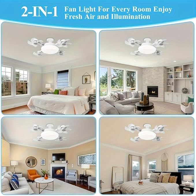 F4 Multifunctional Ceiling Fan Light – LED Lighting with Air Circulation & Remote Control | Emiravaly UAE
