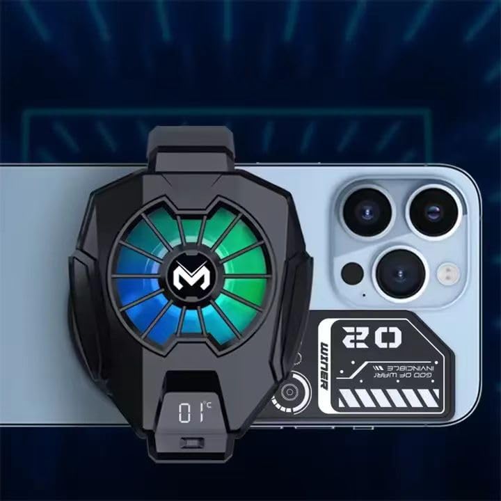 Phone case with cooling fan and digital display on a phone Emiravaly