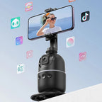 Smart camera with smartphone app icons on a blue background
