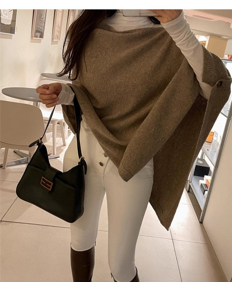 Elegant Wool Slant Cape Scarf for Women – Warm Winter Shawl UAE Edition