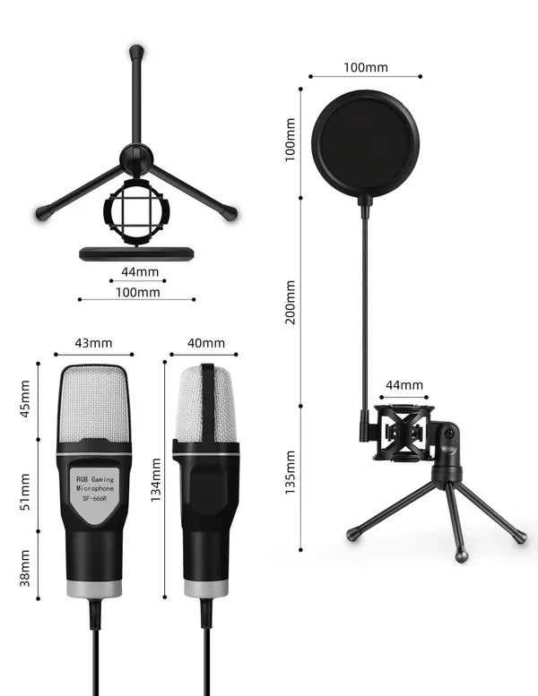 RGB Esports Desktop Microphone – SF-666R Capacitor Gaming Mic with Noise Reduction | Emiravaly UAE