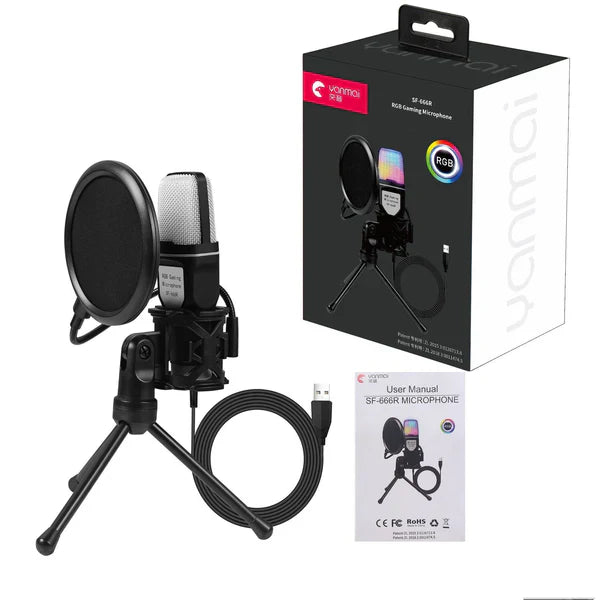 RGB Esports Desktop Microphone SF-666R – Capacitor Gaming Mic with Noise Reduction | Emiravaly UAE