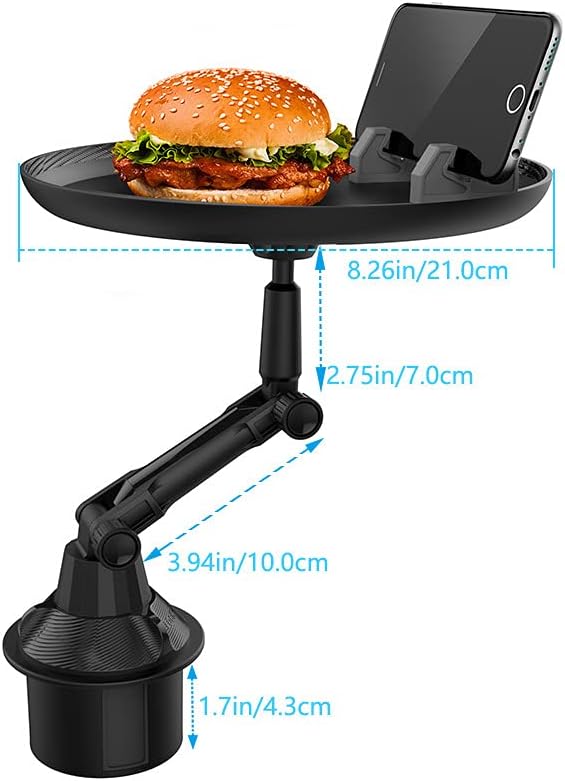 3-in-1 Car Cup Holder Food Tray with Phone Stand – Swivel Design | Emiravaly UAE