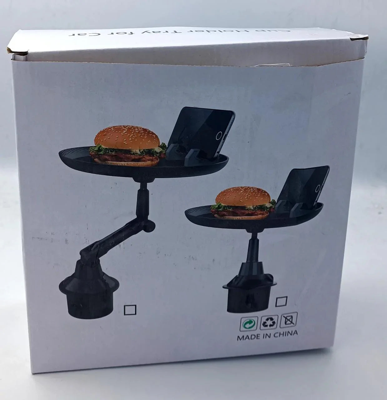 3-in-1 Car Cup Holder Food Tray with Phone Stand – Swivel Design | Emiravaly UAE