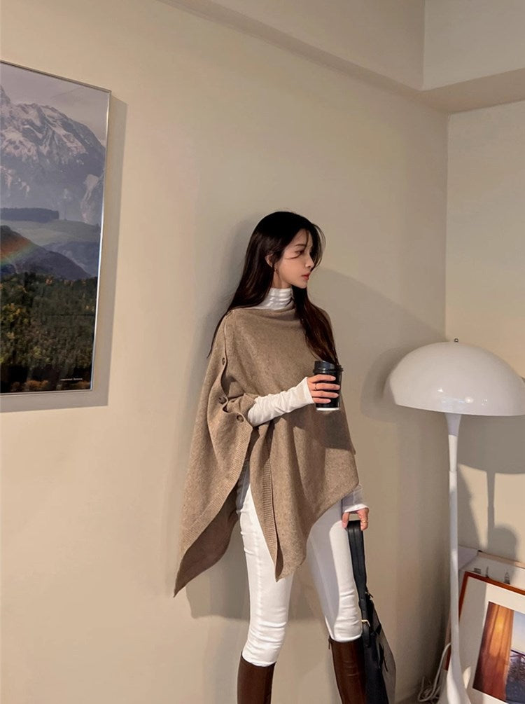 Elegant Wool Slant Cape Scarf for Women – Warm Winter Shawl UAE Edition
