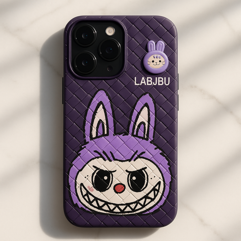 Labubu 3D Bunny Woven-Texture iPhone Case – Cute Protective Cover | Emiravaly UAE