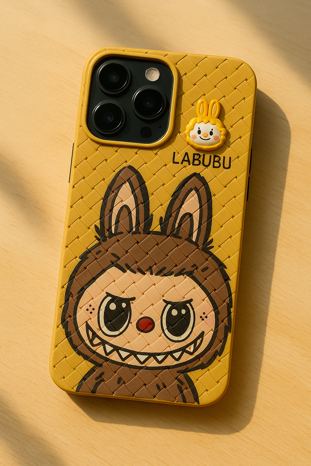 Labubu 3D Bunny Woven-Texture iPhone Case – Cute Protective Cover | Emiravaly UAE