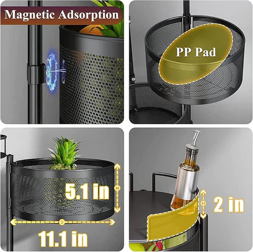 360° Rotating Fruit & Vegetable Basket Bowls with Wheels | Emiravaly