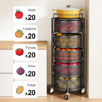 360° Rotating Fruit & Vegetable Basket with Wheels – Stylish Kitchen Storage | Emiravaly UAE