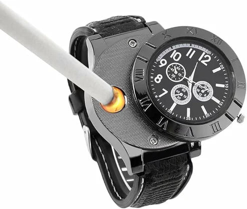 Military USB Lighter Watch for Men – Windproof Rechargeable Wristwatch UAE