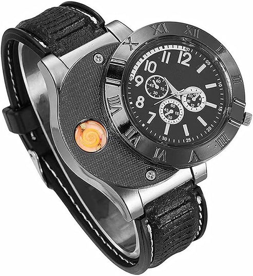 Military USB Lighter Watch for Men – Windproof Rechargeable Wristwatch | Emiravaly UAE