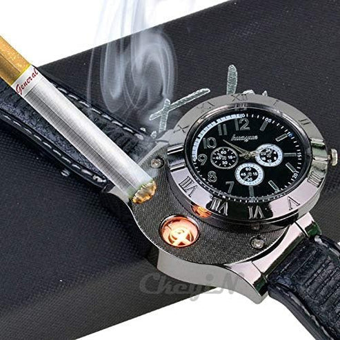 Military USB Lighter Watch for Men – Windproof Rechargeable Wristwatch | Emiravaly UAE