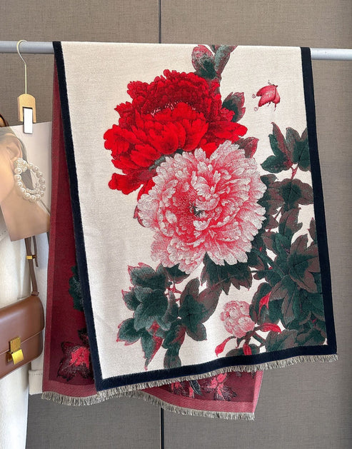 Retro Floral Warm Cashmere Scarf for Women – Thick, Soft & Stylish | Emiravaly UAE
