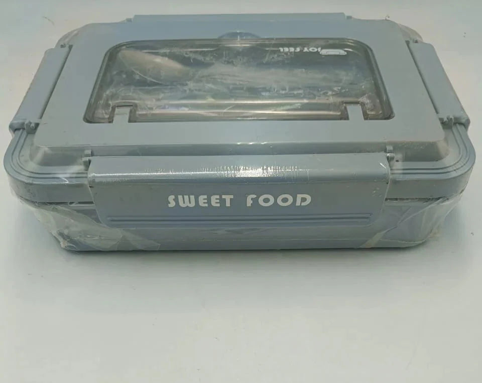 Gray food container with 'SWEET FOOD' text on a white background