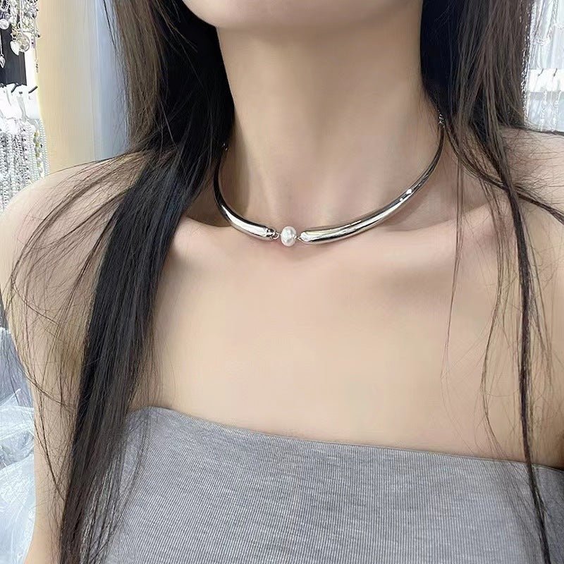 Women's Luxury Pearl Necklace - Titanium Steel UAE Fashion