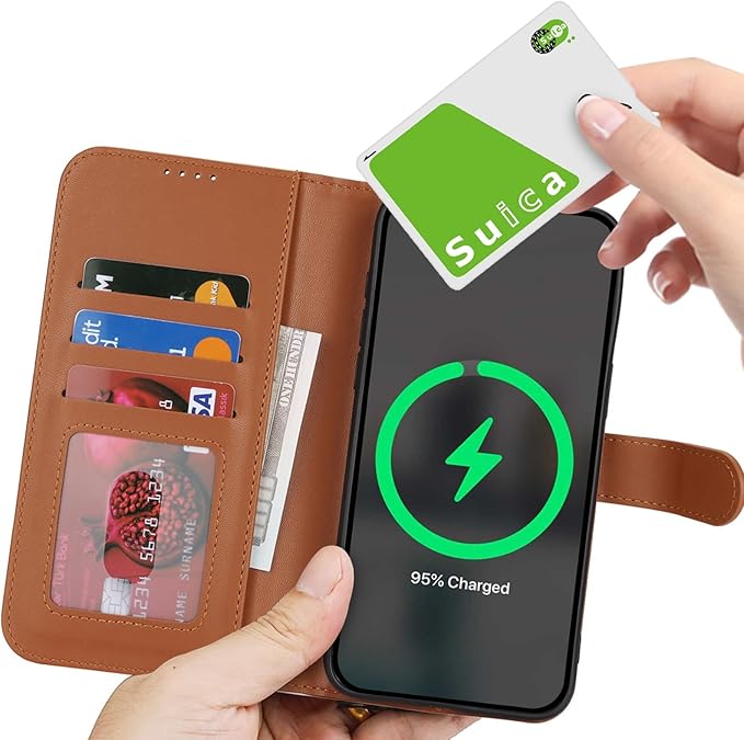 ZHUSE Leather Wallet Wireless Power Bank – MagSafe Magnetic Charger | Brown & Black | Emiravaly UAE