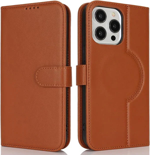 ZHUSE Wallet Wireless Power Bank – Premium Leather Magnetic Charger Wallet (Brown & Black Edition)